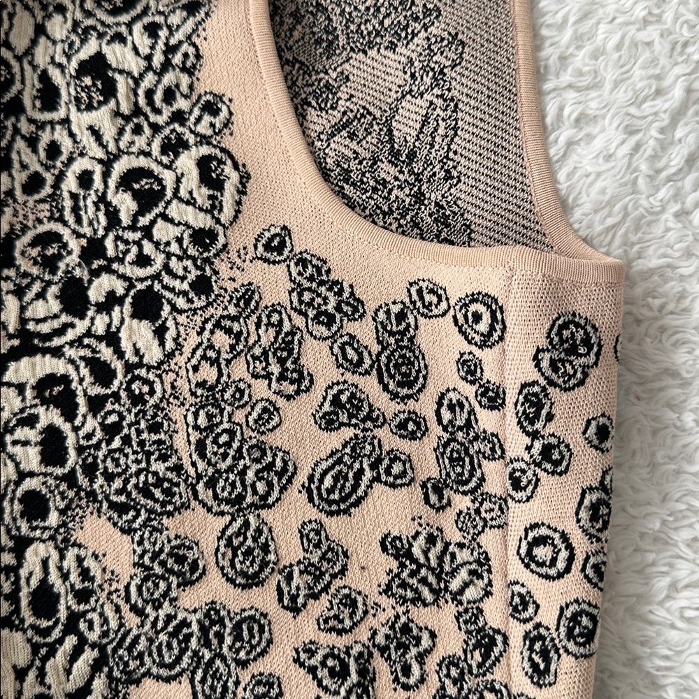 Alexander McQueen Sleeveless Blush Black Motif Jacquard Knit Dress Size L - Picture 9 of 16